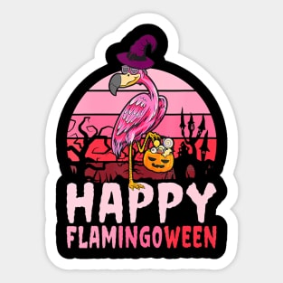 Funny Halloween Flamingo Witch Flamingoween Sticker